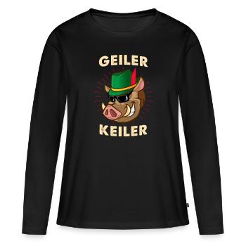Geiler Keiler Freches Widlschwein - Frauen Premium Bio Langarmshirt - Schwarz - Vorne - Julia (174cm)
