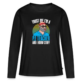 Education physique Professeur Education physique - T-shirt manches longues Premium bio Femme - noir - Devant - Julia (174cm)