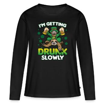 EN OBTENIR DE LA BOISSON LENTEMENT lent humour bière gobelin paresseux - T-shirt manches longues Premium bio Femme - noir - Devant - Julia (174cm)