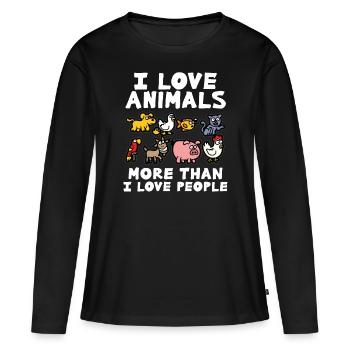 J'AIME LES ANIMAUX amoureux des animaux amour animal protection des animaux - T-shirt manches longues Premium bio Femme - noir - Devant - Julia (174cm)