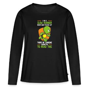 Je suis un coureur lent marathonien humour lent - T-shirt manches longues Premium bio Femme - noir - Devant - Julia (174cm)