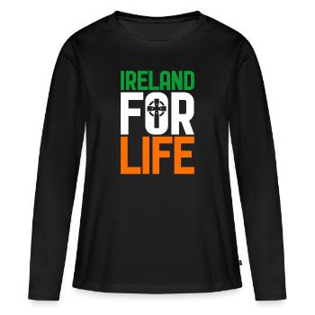 Irland - Frauen Premium Bio Langarmshirt - Schwarz - Vorne - Julia (174cm)