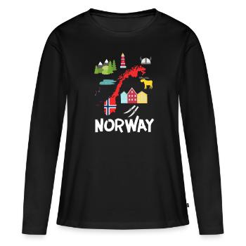 Norwegen - Frauen Premium Bio Langarmshirt - Schwarz - Vorne - Julia (174cm)