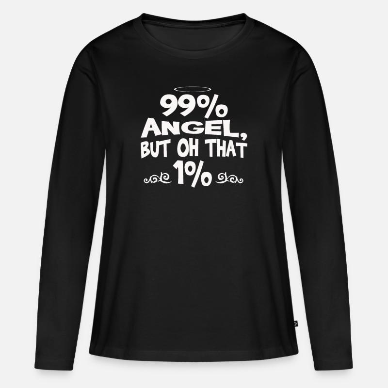 Engel - Frauen Premium Bio Langarmshirt - Schwarz