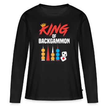KING OF BACKGAMMON Jeu de plateau Drôle de sort - T-shirt manches longues Premium bio Femme - noir - Devant - Julia (174cm)