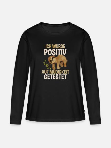 Faultier - Frauen Premium Bio Langarmshirt - Schwarz