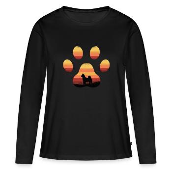 Hundepfote - Frauen Premium Bio Langarmshirt - Schwarz - Vorne - Julia (174cm)