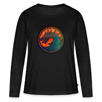 Dragon métallique / Scrach métallique dragon - T-shirt manches longues Premium bio Femme - noir - Devant - Julia (174cm)