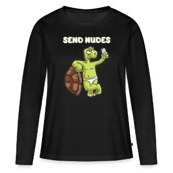 ENVOYER DES NUDES mignon nue tortue nackidei - T-shirt manches longues Premium bio Femme - noir - Devant - Julia (174cm)