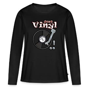Juste vinyle turntable metallic - T-shirt manches longues Premium bio Femme - noir - Devant - Julia (174cm)