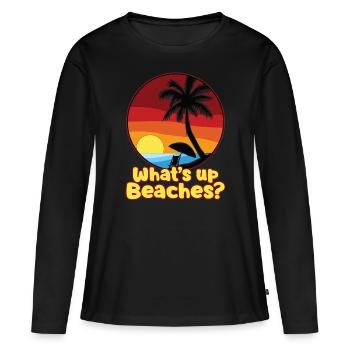 QUELQUES PLAGES - T-shirt manches longues Premium bio Femme - noir - Devant - Julia (174cm)