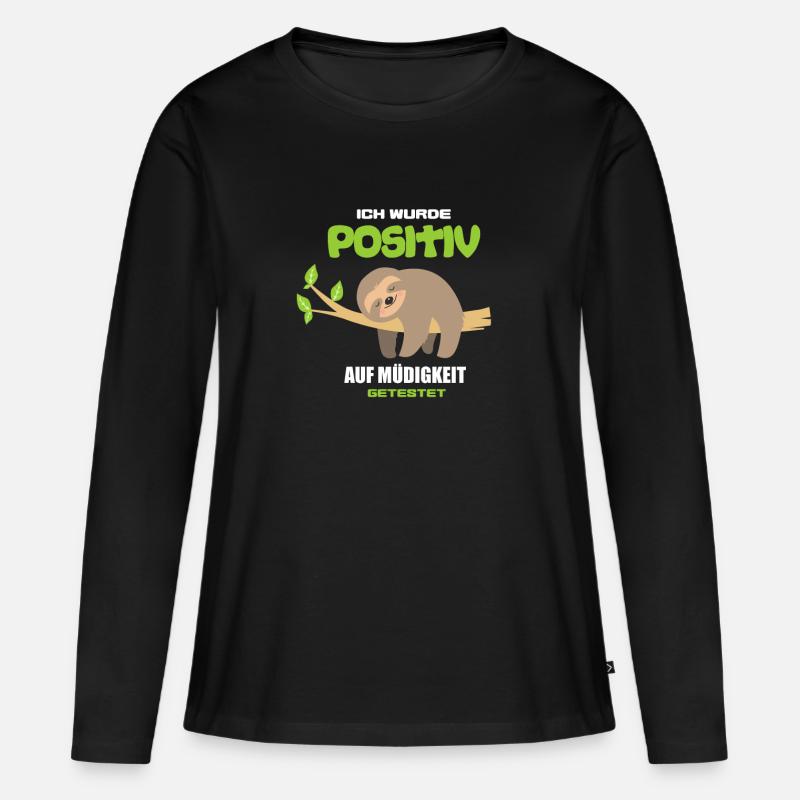 Faultier - Frauen Premium Bio Langarmshirt - Schwarz
