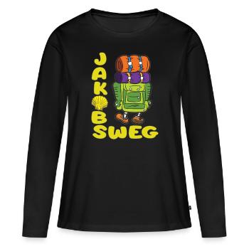 JAKOBSWEG randonneur pèlerin voyage coquille de pèlerin - T-shirt manches longues Premium bio Femme - noir - Devant - Julia (174cm)