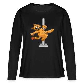 POLE DANCE chat sur le pole dance pole humour - T-shirt manches longues Premium bio Femme - noir - Devant - Julia (174cm)