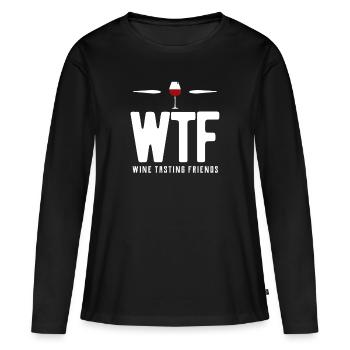 Wein - Frauen Premium Bio Langarmshirt - Schwarz - Vorne - Julia (174cm)