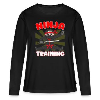 NINJA IN TRAINING - Frauen Premium Bio Langarmshirt - Schwarz - Vorne - Julia (174cm)
