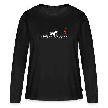 Wein - Frauen Premium Bio Langarmshirt - Schwarz - Vorne - Julia (174cm)