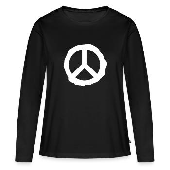 Peace Paix Amour Pigeon Idée cadeau - T-shirt manches longues Premium bio Femme - noir - Devant - Julia (174cm)