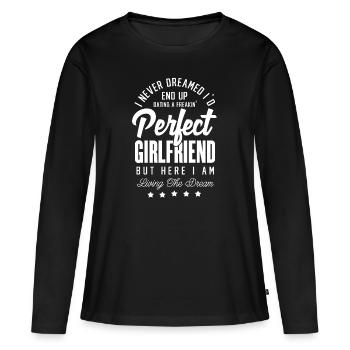 petite amie - T-shirt manches longues Premium bio Femme - noir - Devant - Julia (174cm)
