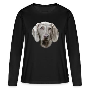 Chien Braque de Weimar - T-shirt manches longues Premium bio Femme - noir - Devant - Julia (174cm)