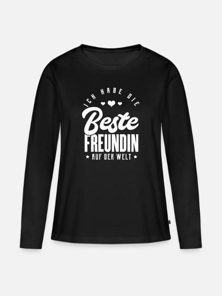 Freundin - Frauen Premium Bio Langarmshirt - Schwarz
