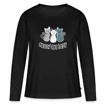 Crazy Cat Lady cat lady Catmom - Women's Premium Organic Long Sleeve Shirt - black - Front - Julia (174cm)