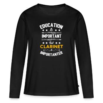 clarinette - T-shirt manches longues Premium bio Femme - noir - Devant - Julia (174cm)
