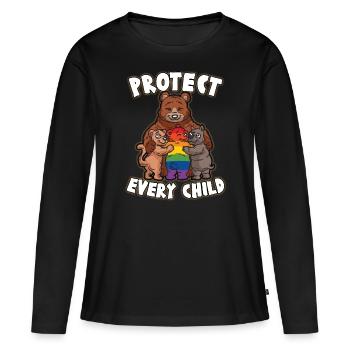 PROTECT EVERY CHILD Mutterliebe schwuler Bär LGBTQ - Frauen Premium Bio Langarmshirt - Schwarz - Vorne - Julia (174cm)