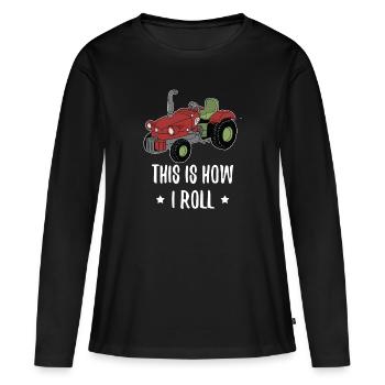Traktor - Frauen Premium Bio Langarmshirt - Schwarz - Vorne - Julia (174cm)