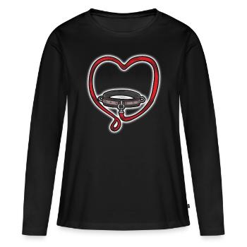 Collier d’esclave Collier Laisse BDSM Bondage Love - T-shirt manches longues Premium bio Femme - noir - Devant - Julia (174cm)