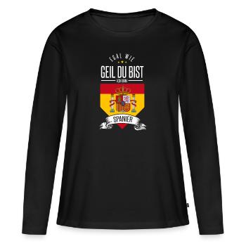 Spanien - Frauen Premium Bio Langarmshirt - Schwarz - Vorne - Julia (174cm)