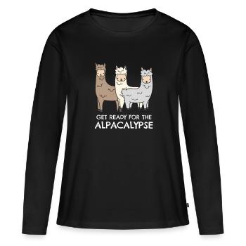 Lama Alpaca Alpaka lustig Geschenk Alpaka Spruch - Frauen Premium Bio Langarmshirt - Schwarz - Vorne - Julia (174cm)