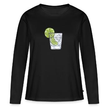 Gin - T-shirt manches longues Premium bio Femme - noir - Devant - Julia (174cm)