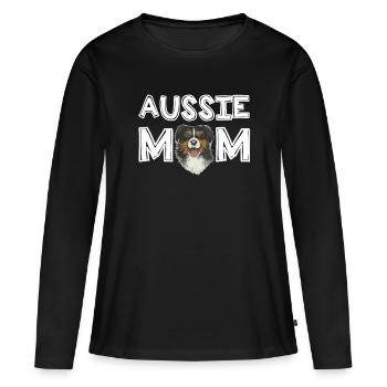 Cadeau de maman australienne berger australien - T-shirt manches longues Premium bio Femme - noir - Devant - Julia (174cm)