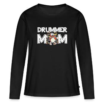Batteur Maman Cadeau Fête des Mères Batteur Maman - T-shirt manches longues Premium bio Femme - noir - Devant - Julia (174cm)