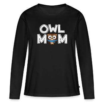 Chouette maman cadeau fête des mères chouette maman dames - T-shirt manches longues Premium bio Femme - noir - Devant - Julia (174cm)