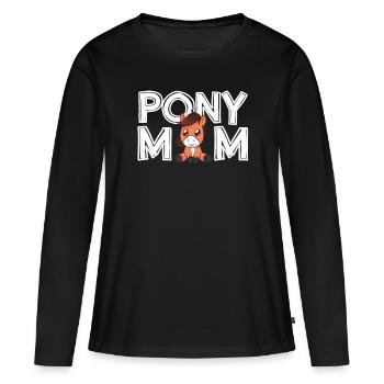 Cadeau de fête des mères poney maman poney maman dames - T-shirt manches longues Premium bio Femme - noir - Devant - Julia (174cm)