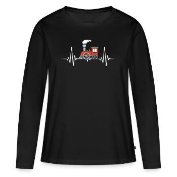 Les trains - T-shirt manches longues Premium bio Femme - noir - Devant - Julia (174cm)