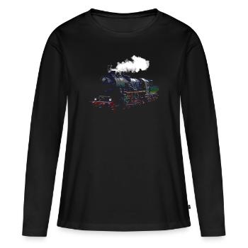 Les trains - T-shirt manches longues Premium bio Femme - noir - Devant - Julia (174cm)