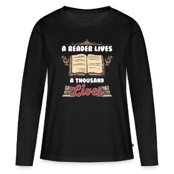 Read - Women's Premium Organic Long Sleeve Shirt - black - Front - Julia (174cm)