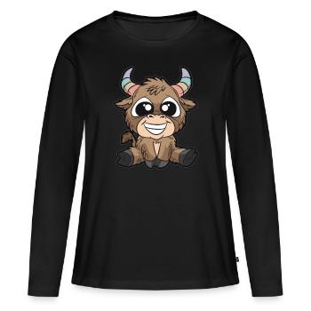Cornes pastel signe du zodiaque taureau - T-shirt manches longues Premium bio Femme - noir - Devant - Julia (174cm)