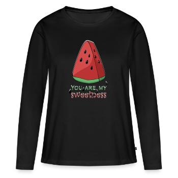 Vacances d'été melon melon d'eau - T-shirt manches longues Premium bio Femme - noir - Devant - Julia (174cm)