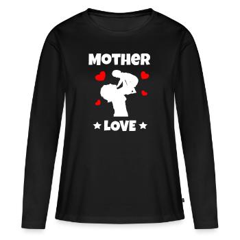 Mère amour fête des mères bébé nourrisson - T-shirt manches longues Premium bio Femme - noir - Devant - Julia (174cm)