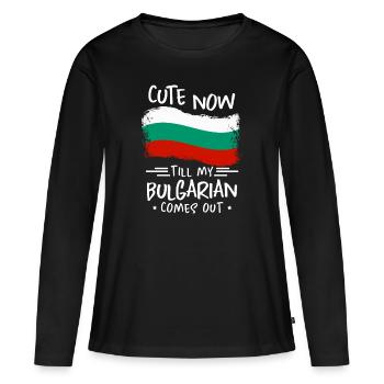 Bulgarie - T-shirt manches longues Premium bio Femme - noir - Devant - Julia (174cm)
