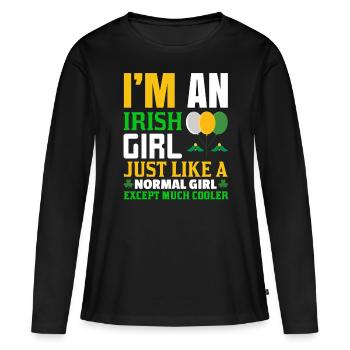 Irish Girl Gift Idea Funny - Women's Premium Organic Long Sleeve Shirt - black - Front - Julia (174cm)