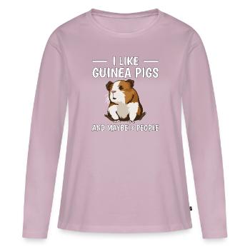 Cobaye I Like Guinea Pigs - T-shirt manches longues Premium bio Femme - rose poudré - Devant - Julia (174cm)