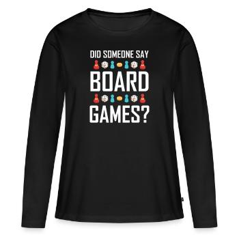 Jeu de société Jeu de société Joueur Cadeau de jeu de société - T-shirt manches longues Premium bio Femme - noir - Devant - Julia (174cm)