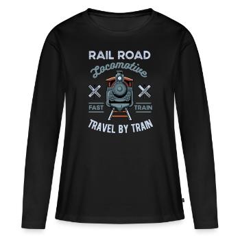 Zug - Frauen Premium Bio Langarmshirt - Schwarz - Vorne - Julia (174cm)