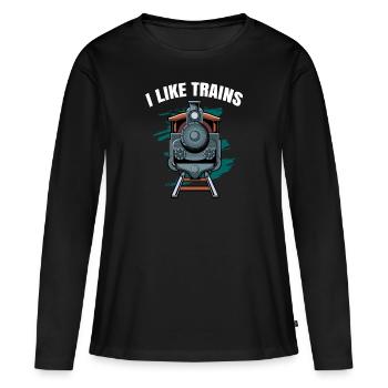 Zug - Frauen Premium Bio Langarmshirt - Schwarz - Vorne - Julia (174cm)