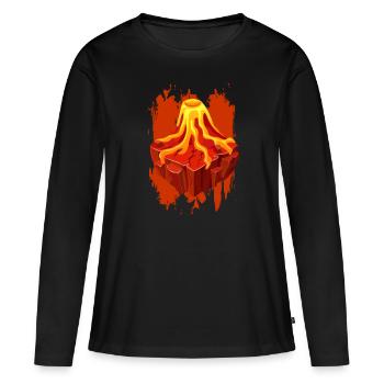 Vulkan Vulkane Vulkanliebhaber Shirt lustig Vulkan - Frauen Premium Bio Langarmshirt - Schwarz - Vorne - Julia (174cm)